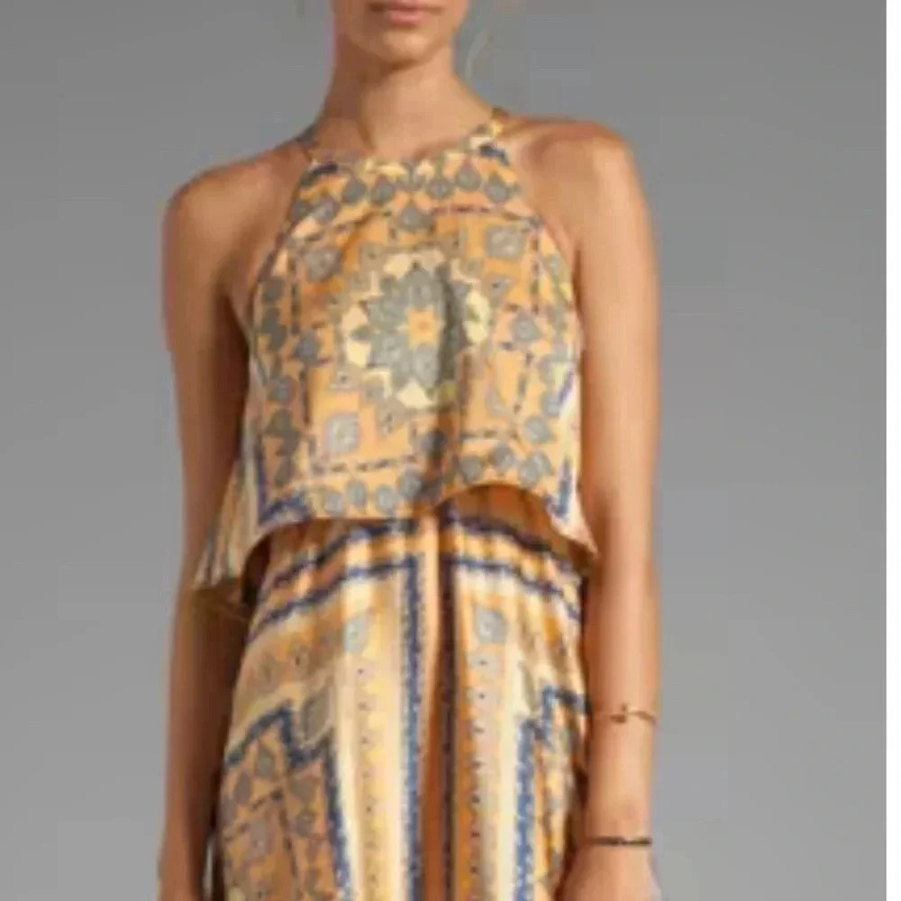 Torn by Ronny Kobo scarf Celina Long Dress Peach size small - Picture 8 of 8